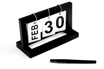 February 30th calendar icon. Day 30 of month. Office background.