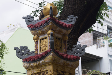 building  of a buddhist temple in asia