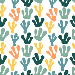 Trendy seamless pattern with graphic abstract geometric shapes. Avant-garde puzzle style. Geometric wallpaper for  cover design.