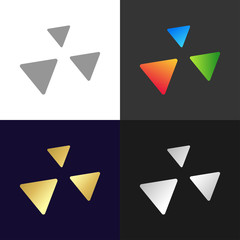 Set of colorful triangles icons and logo, vector illustration