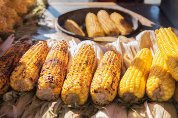 Traditional street foods, grilled sweet corn