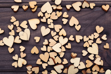 Brown hearts on wooden table