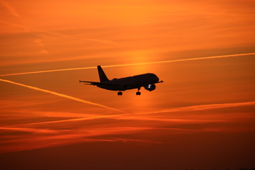 Fototapeta na wymiar airplane flying in the sky