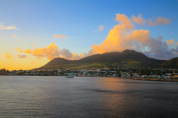 Sunset on St.Kitts Caribbean port