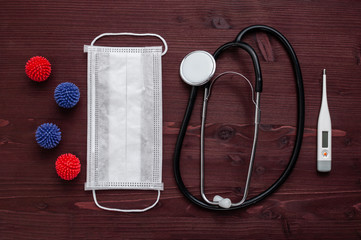 Abstract coronavirus strain model from Wuhan, China. Outbreak Respiratory syndrome and Novel coronavirus 2019-nCoV with free space