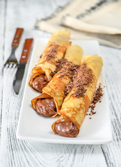 Crepes with chocolate cream
