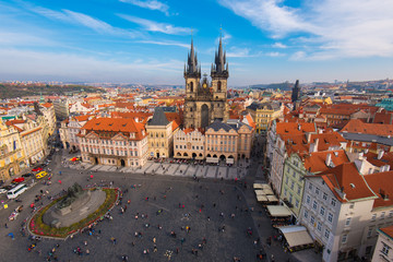 Naklejka na ściany i meble Elevated View of the Old Town Square in Prague, Czechia