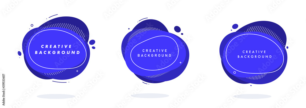 Fototapete set of modern abstract vector banners. flat geometric shapes of different colors with black outline 