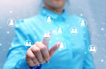 girl with a laptop symbolizes develop the Internet and the Internet of things for the interaction of mankind and simplify the life of the population