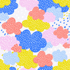 Clouds cute seamless pattern vector background.