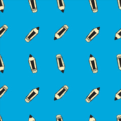 Seamless Pattern with Colorful Pencils. Back to School Background