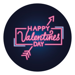 happy valentines day lettering with arrow isolated icon vector illustration design