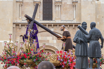 Nazareno, procession Holy Friday. Leon, Spain. Holy Week 2019. 4/15/2019