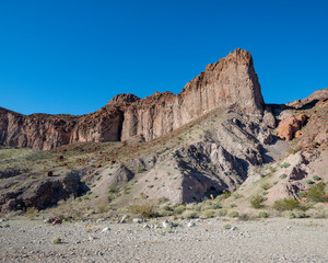 USA, Arizona, Mohave County, Lake Mead National Recreation Area. A Volcanic Monolith along White Rock Canyon Trail to Arizona Hot Spring.