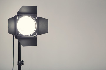 Studio lighting on grey background
