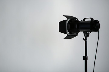 Studio lighting on grey background