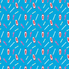 Seamless Pattern with Colorful Pencils and Pens. Back to School Background	