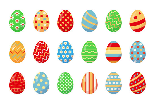 Set of traditional color Easter eggs