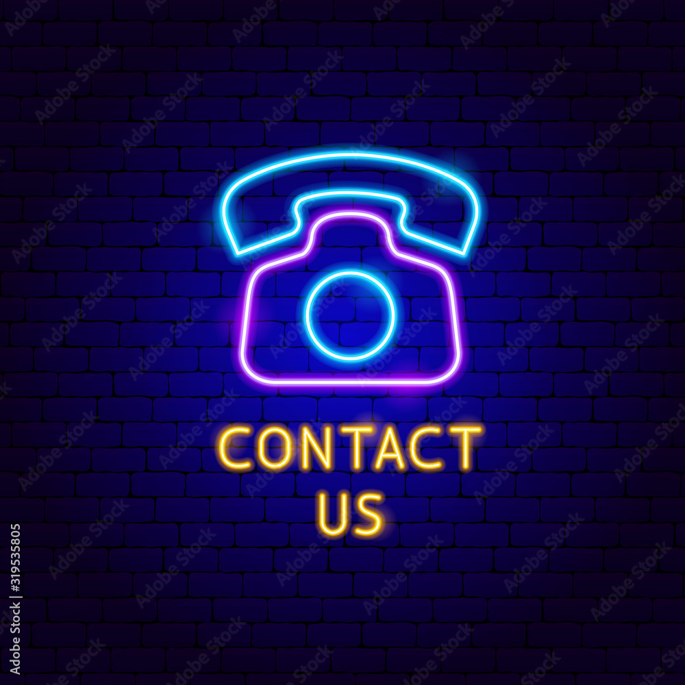 Poster Contact Us Neon Label