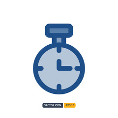 stopwatch icon in Blue Outline Color style isolated on white background. for your web site design, logo, app, UI. Vector graphics illustration and editable stroke. EPS 10.