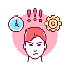 Anger management color line icon. Process of learning to recognize signs that person is becoming angry. Pictogram for web page, mobile app, promo. UI UX GUI design element. Editable stroke.
