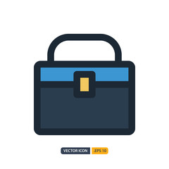briefcase icon in Outline Color style isolated on white background. for your web site design, logo, app, UI. Vector graphics illustration and editable stroke. EPS 10.