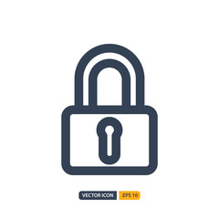 padlock icon in Outline style isolated on white background. for your web site design, logo, app, UI. Vector graphics illustration and editable stroke. EPS 10.