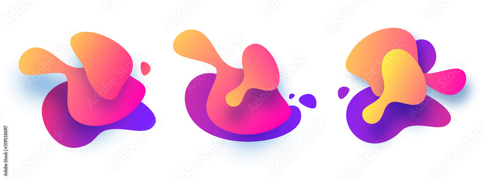 Poster set of modern abstract vector banners. flat geometric shapes of different colors with black outline 