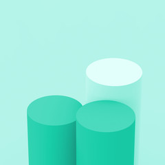 3d green turquoise pastel cylinder podium minimal studio background. Abstract 3d geometric shape object illustration render. Display for cosmetic perfume fashion product.