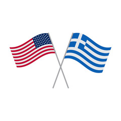 American and Greek flags vector isolated on white