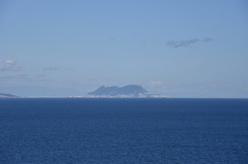 Fototapeta na wymiar Landscape with Gibraltar Rock on the horizon. 