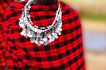 African masai traditional jewelry necklace. Tanzania, East Africa.