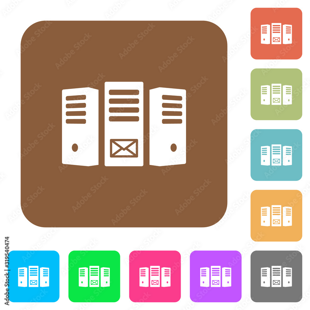 Poster mail server rounded square flat icons