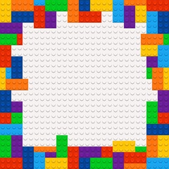 Vector frame from kids construction/building blocks/bricks. For kids party, birthday. Background with toys. Suitable for greetings card, holidays. © Veaceslav