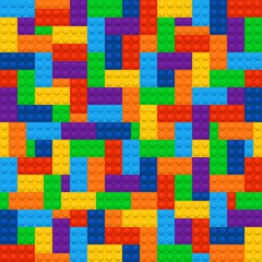 Vector frame from kids construction/building blocks/bricks. For kids party, birthday. Background with toys. Suitable for greetings card, holidays.