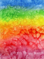 Bright painted watercolor rainbow texture. Hand drawn background with text place.