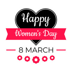 Happy 8 March Women Day poster, logotypes and stickers, text design. Usable for banners, invitations, greeting cards, gifts. Vector illustration eps 10