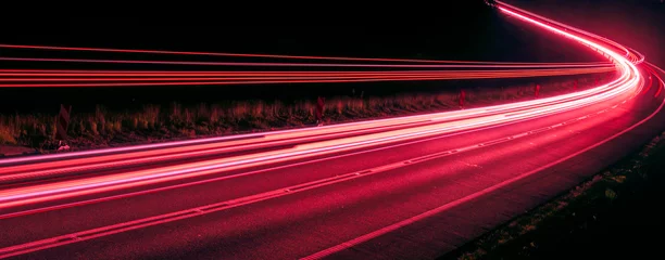 Fototapeten Lichter von Autos mit Nacht. lange Exposition © Krzysztof Bubel