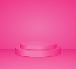 3d Pink cylinder podium minimal studio background. Abstract 3d geometric shape