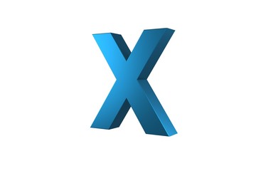Obraz premium 3D Blue Letter X Isolated White Background