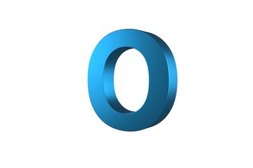 3D Blue Letter O Isolated White Background
