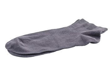 Grey short socks isolated on white background