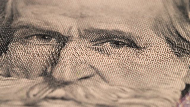 Giuseppe Verdi portrait on Italy 1000 lira (1977) banknote rotating. Famous Italian composer. Macro shot. Low angle. 4K, 422 10 bit