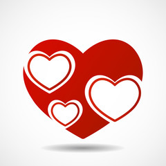 Big red Valentine heart isolated on white background. Vector symbol