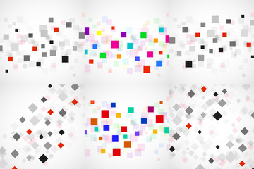 Set of abstract backgrounds with colorful squares. Modern vector design