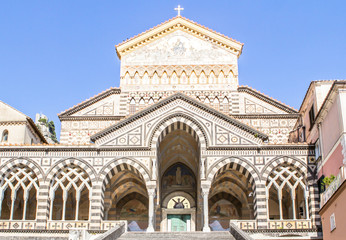 Fototapeta na wymiar Amalfi Cathedral in summer day, Amalfi Coast, Italy