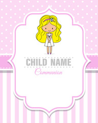 First communion invitation card. Space for text