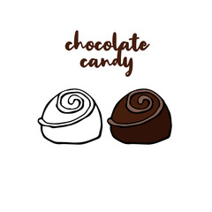 Chocolate candy vector illustration two bonbon isolated on white background.