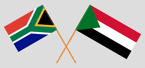 Crossed flags of Sudan and RSA