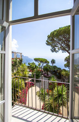 Balcony view from villa Rufolo in Ravello, Italy